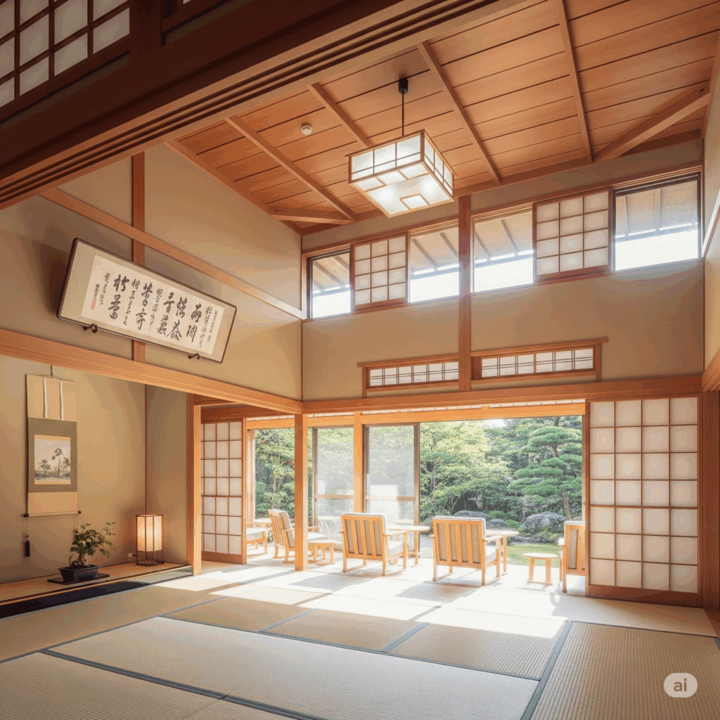 明るい旅館の部屋