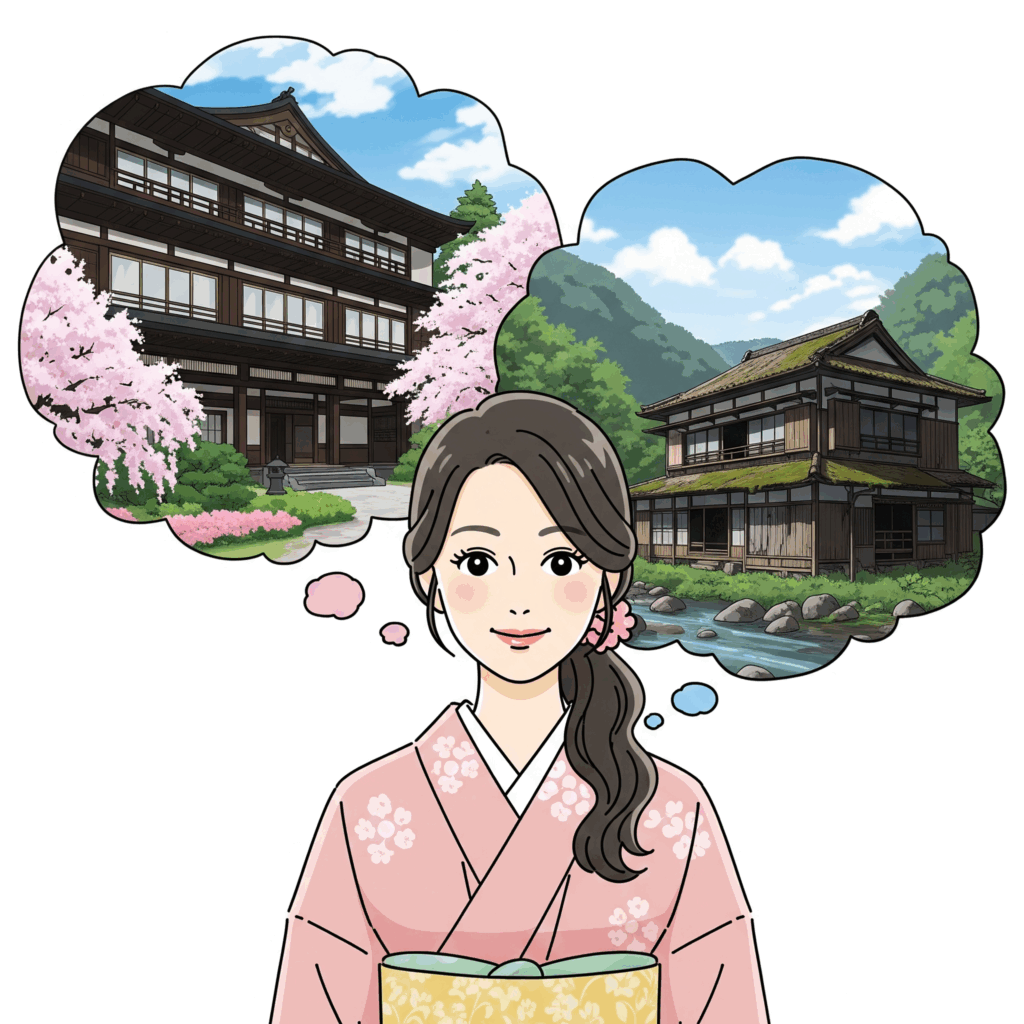 由緒ある旅館と古びた旅館