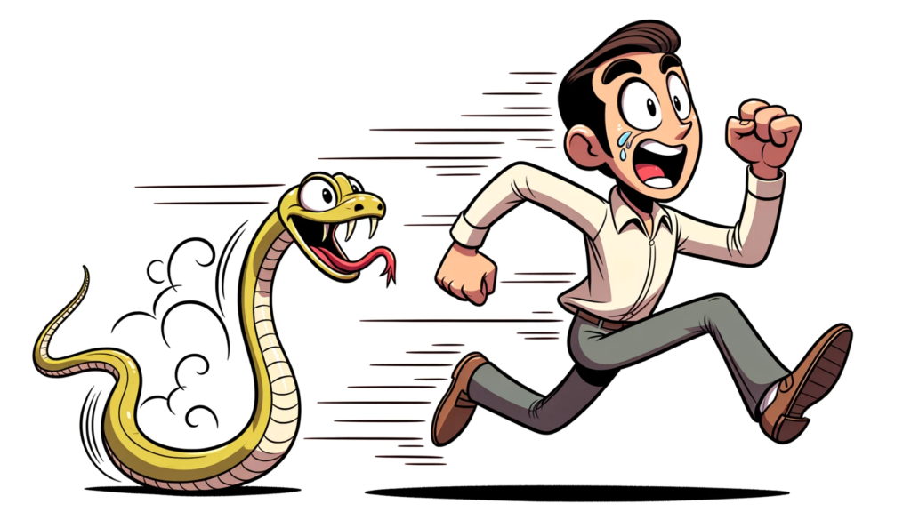 蛇から逃げる